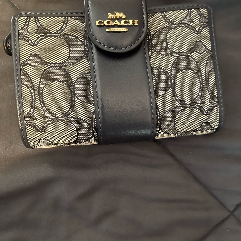 Coach Navy and Gray Leather Wallet